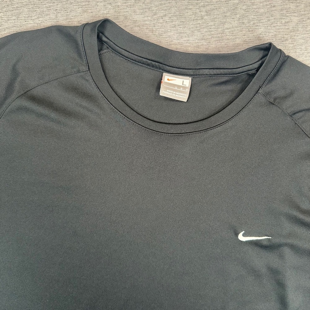 Nike Shirt Mens‎ L Black Solid Performance Training Short Sleeve Raglan Dri Fit